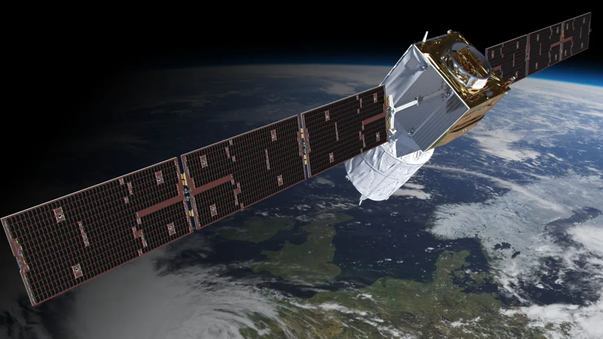 Artist’s impression of the Aeolus satellite (ESA/ATG medialab via PA)