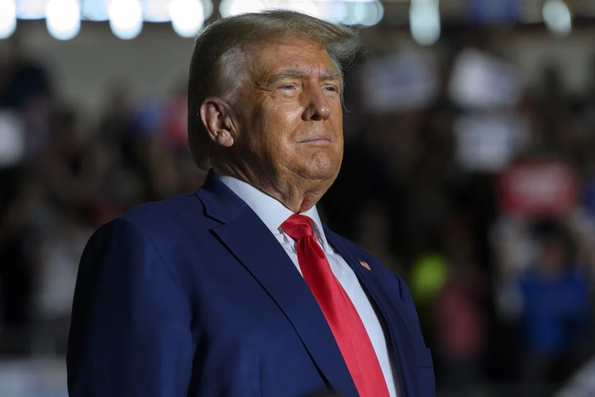 Former President Donald Trump enters Erie Insurance Arena for a political rally while campaigning for the GOP nomination in the 2024 election, in Erie, Pa., on July 29, 2023. (Jeff Swensen/Getty Images)