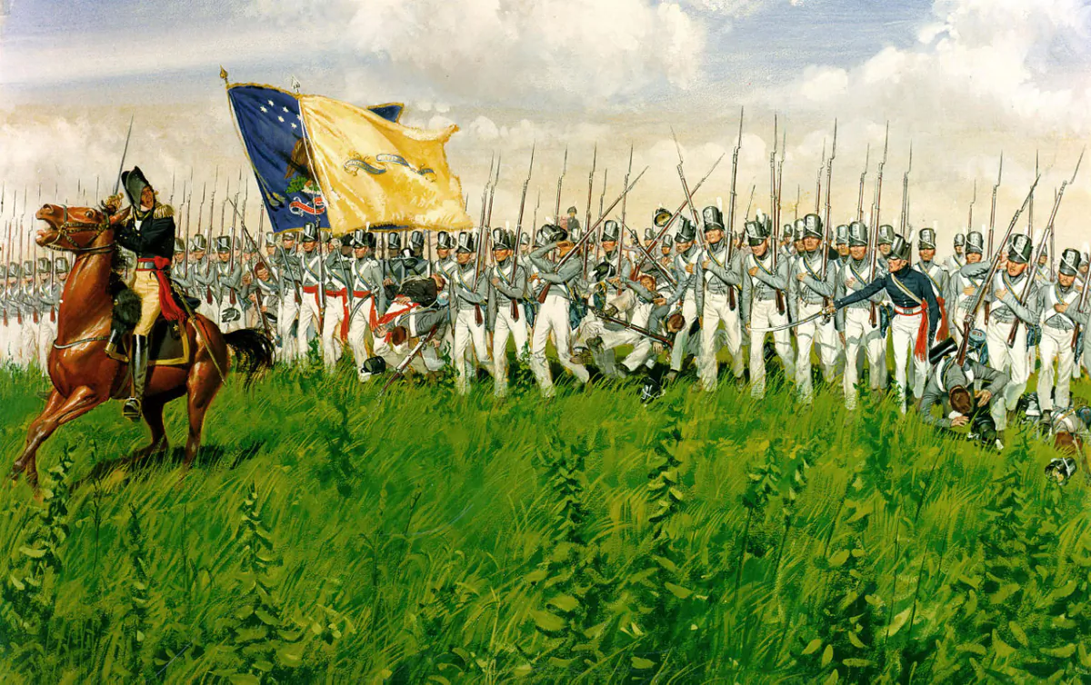 During the Battle of Chippawa, under the command of Jacob Jennings Brown, Winfield Scott's brigade of infantry showed their fighting spirit and drove the British from the battlefield. H. Charles McBarron, Jr. U.S. Army Center of Military History. (Public Domain)