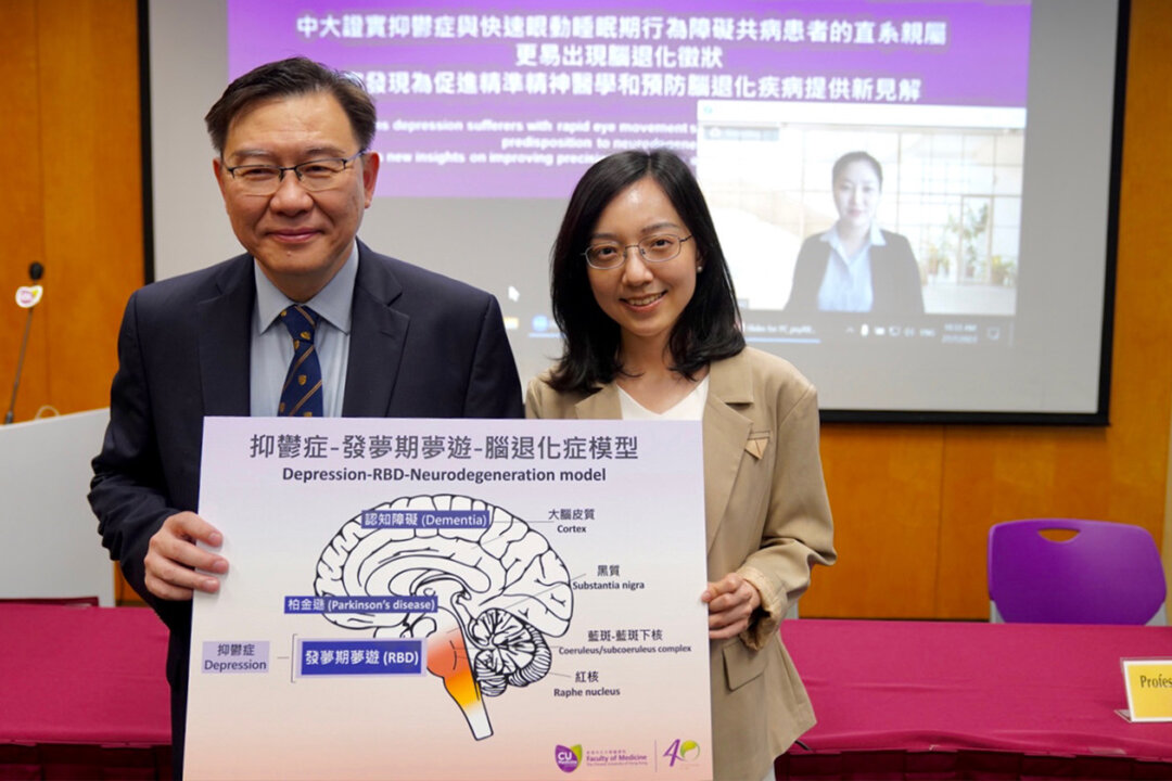 A recent research study from the Faculty of Medicine at CUHK has confirmed that immediate family members of patients with both “depressive disorder,” and "REM sleep behavior disorder" are more likely to develop symptoms of dementia. (Adrian Yu/The Epoch Times)