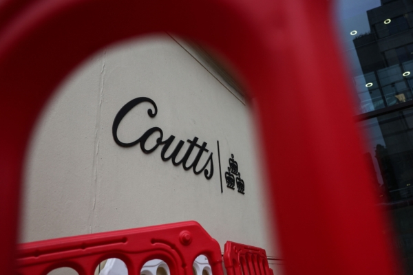 The headquarters of the private bank Coutts in London on July 28, 2023. (HENRY NICHOLLS/AFP via Getty Images)