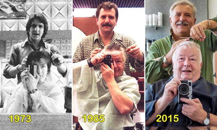 Man Takes Mirror Selfies at the Same Barber for 50 Years, Sporting the Exact Same Trim