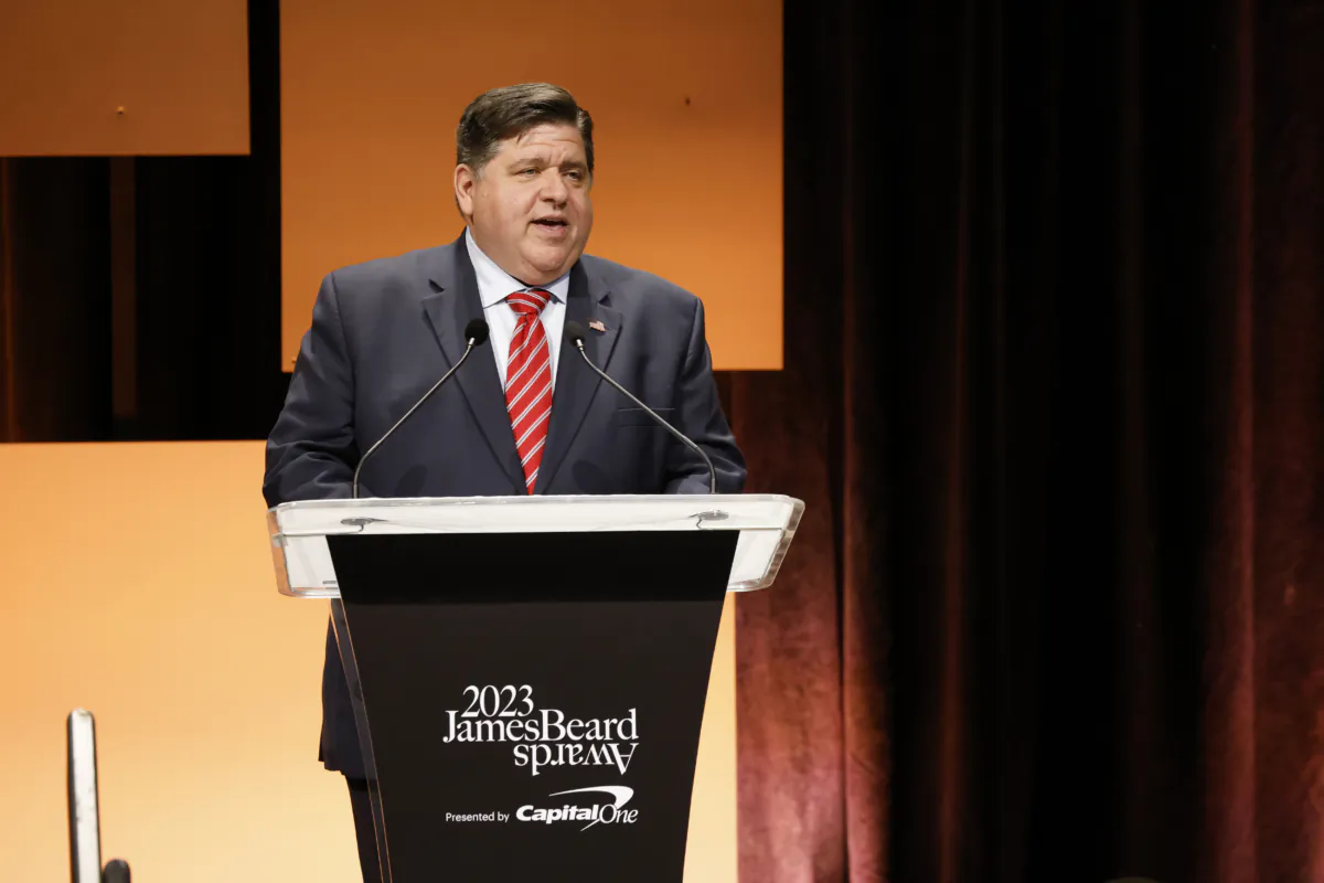 Governor of Illinois, J. B. Pritzker speaks onstage at the 2023 James Beard Restaurant And Chef Awards at Lyric Opera Of Chicago in Chicago on June 5, 2023. (Jeff Schear/Getty Images for The James Beard Foundation)