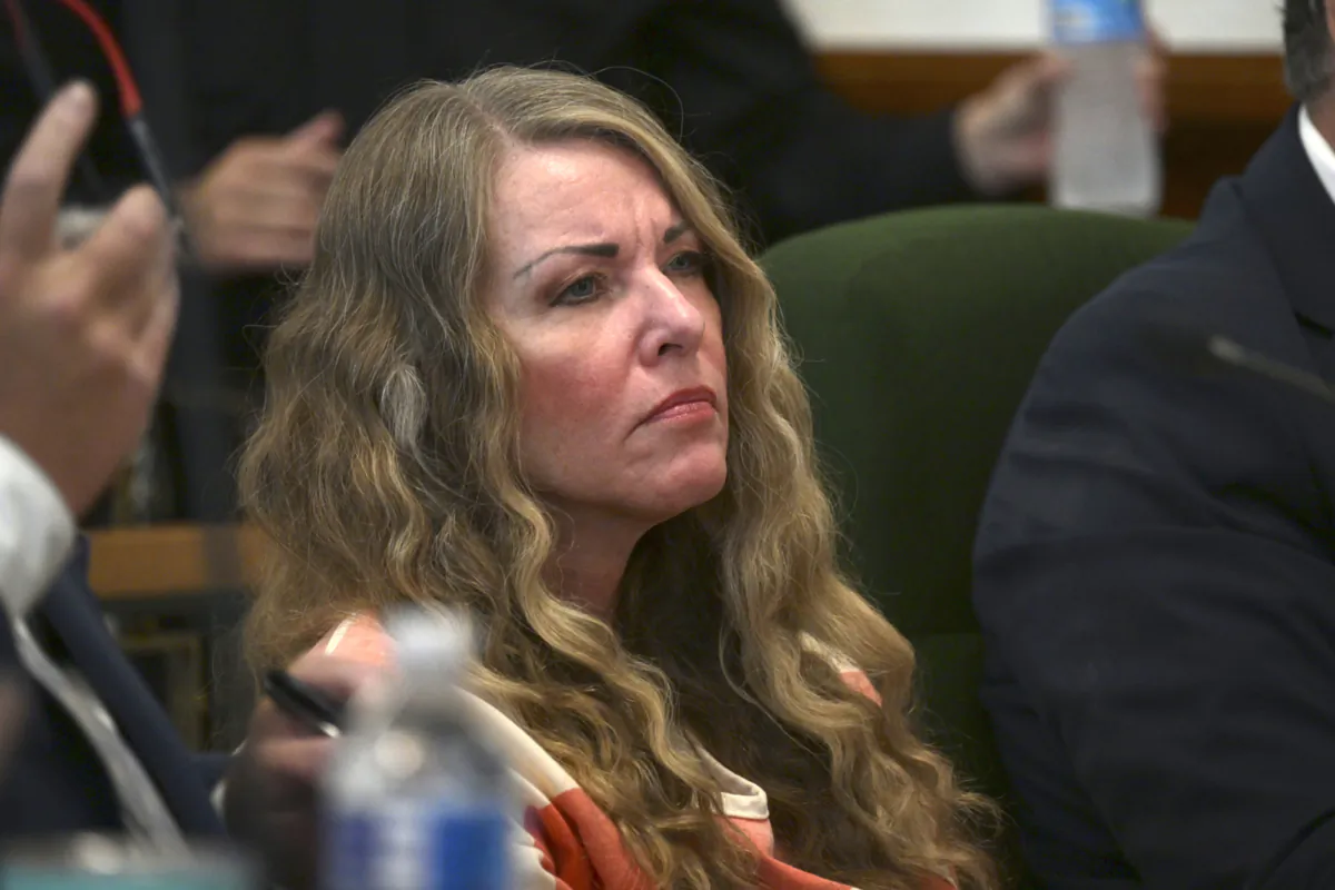 Lori Vallow Daybell sits during her sentencing hearing at the Fremont County Courthouse in St. Anthony, Idaho, on July 31, 2023. (Tony Blakeslee/EastIdahoNews.com via AP, Pool)