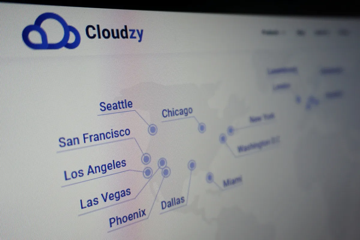 The home page of the Cloudzy internet service provider is seen in a photo illustration taken in Washington on July 31, 2023. (Raphael Satter/Reuters)