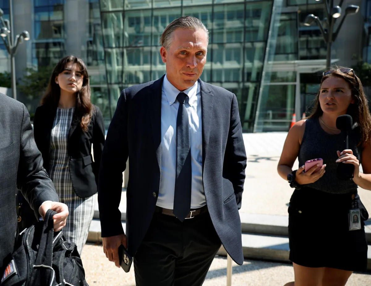 Devon Archer (center), Hunter Biden's former business partner, leaves the O'Neill House Office Building after testifying to the House Oversight Committee on Capitol Hill in Washington on July 31, 2023. (Chip Somodevilla/Getty Images)