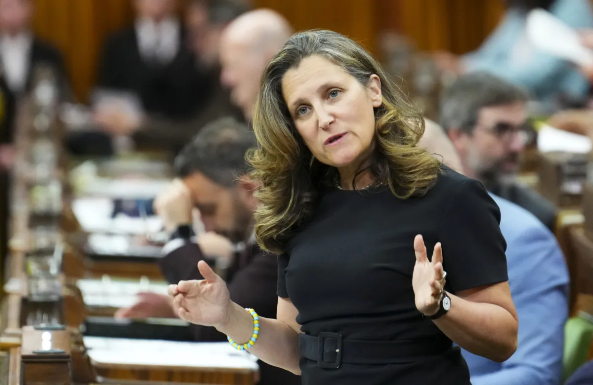 Minister of Finance Chrystia Freeland rises during question period in the House of Commons on Parliament Hill in Ottawa on June 19, 2023. (Sean Kilpatrick/The Canadian Press)