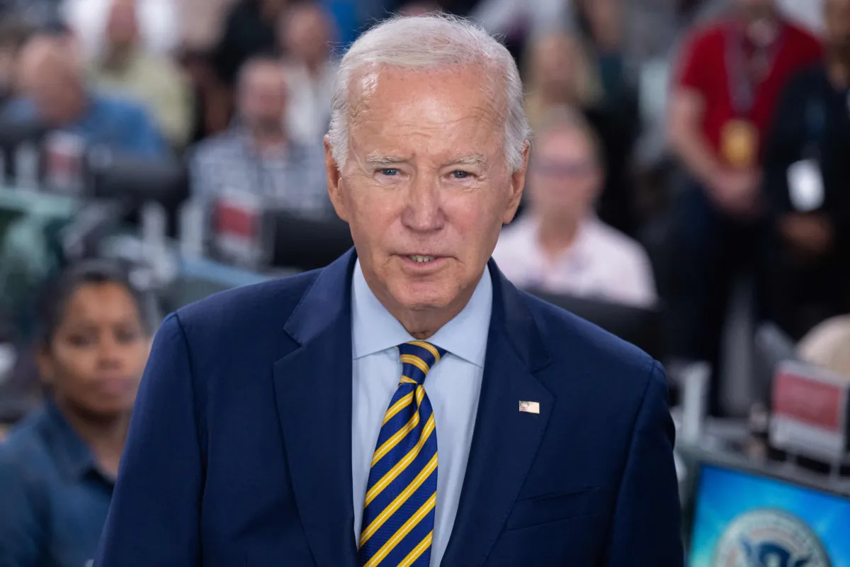 President Joe Biden speaks at the headquarters of the Federal Emergency Management Agency (FEMA) in Washington on Aug. 31, 2023. (Saul Loeb/AFP via Getty Images)