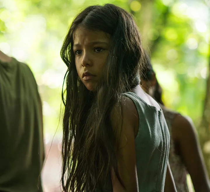 Rocio (Cristal Aparicio, center), a girl sold into sex slavery to a rebel tyrant in the Colombian jungle in "Sound of Freedom." (Angel Studios)