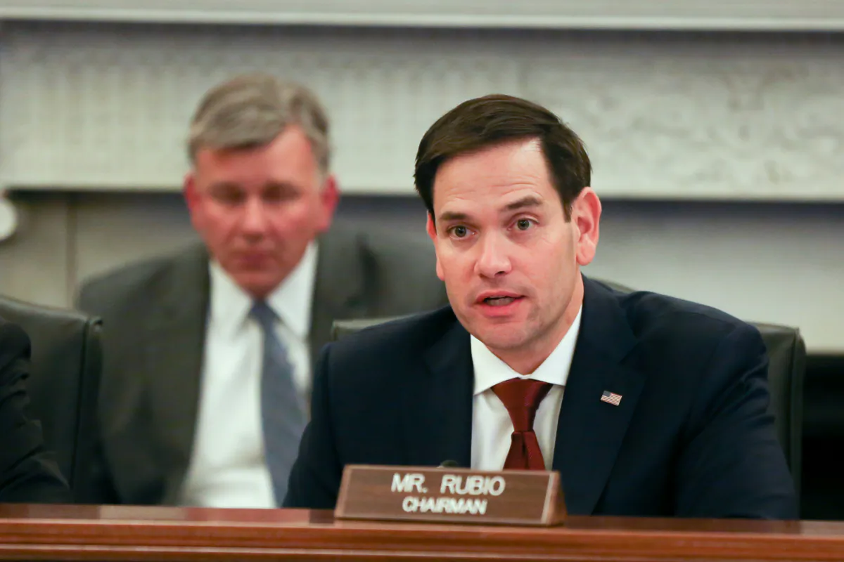 Sen. Marco Rubio (R-Fla.), chairman of the Small Business and Entrepreneurship Committee, speaks at the senate hearing "Made in China 2025 and the Future of American Industry" in Washington, on Feb. 27, 2019. (Jennifer Zeng/The Epoch Times)