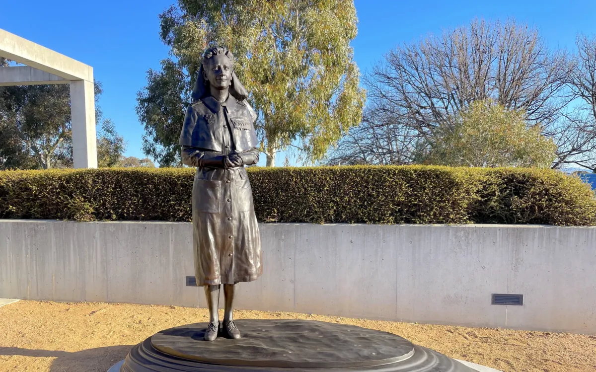 Vivian Bullwinkel’s story is now set permanently in bronze at the Australian War Memorial. (Courtesy of Australian War Memorial)