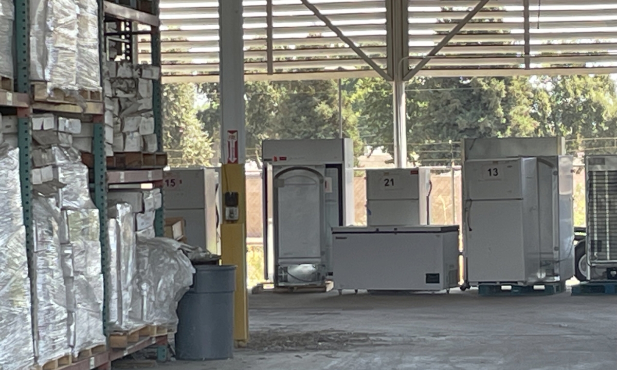 The warehouse interior of a suspected biolab in Reedley, Calif., on July 31, 2023. (Nathan Su/The Epoch Times)