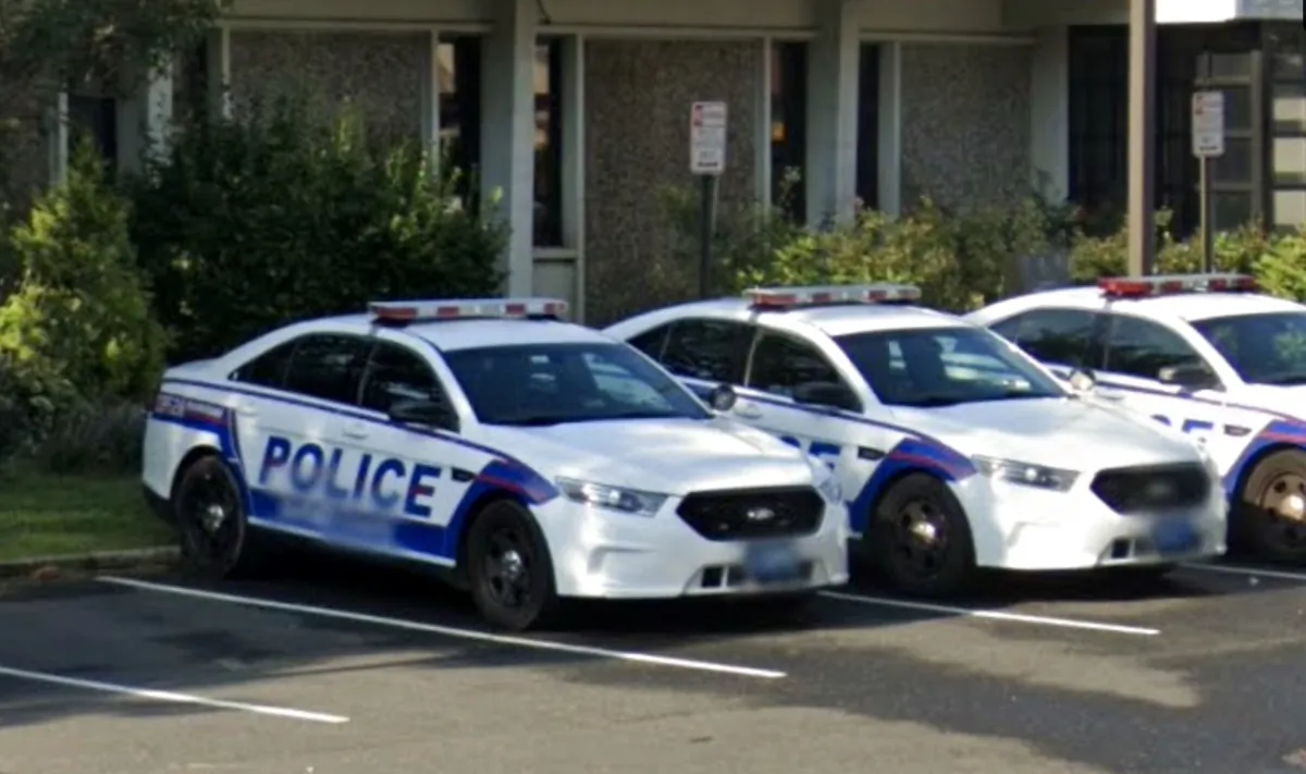 Suffolk County police cars in Huntington, N.Y.,  in September 2019. (Google Maps/Screenshot via The Epoch Times)