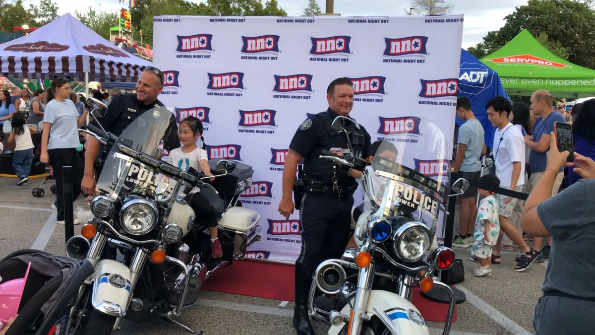 Police at the 40th National Night Out which was celebrated at the back of Wynnewood Shopping Center on Aug. 1, 2023. (William Huang/The Epoch Times)