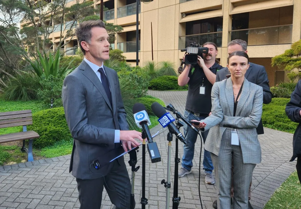 NSW Premier Chris Minns announces the sacking of Skills and Hunter region minister Tim Crakanthorp, at NSWE Parliament House, Sydney, Wednesday, August 2, 2023. (AAP Image/Luke Costin