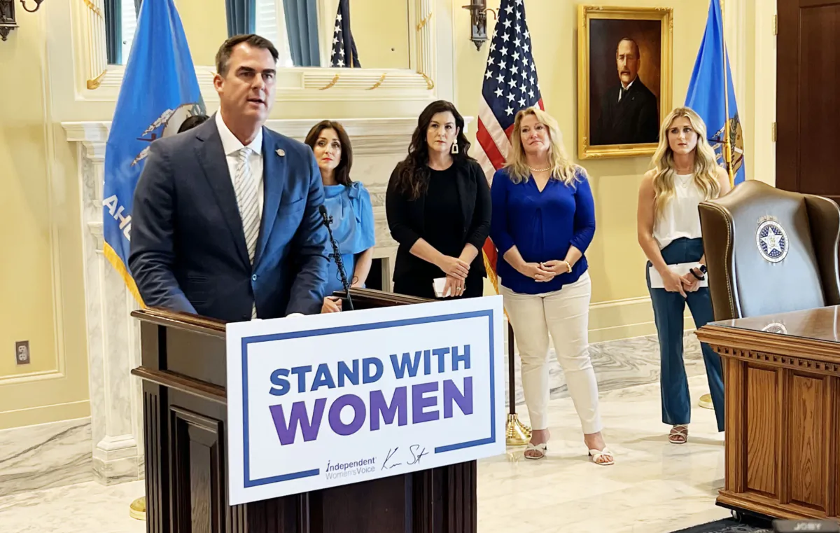 Oklahoma Gov. Kevin Stitt speaks on Aug. 1, 2023 before signing an executive order defining biological sex and ordering state agencies to provide services based on a person's biological sex as defined in the order. (Courtesy Oklahoma Governor's Office)
