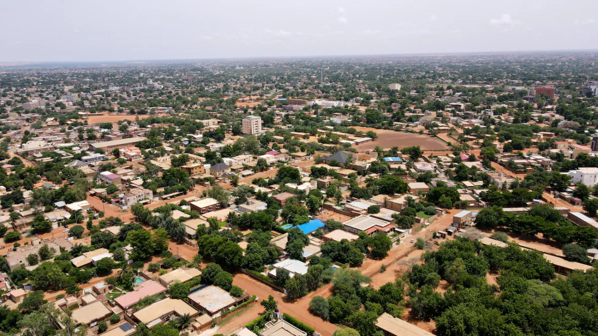 An aerial view of the streets in the capital Niamey, Niger, on July 28, 2023. (Souleymane Ag Anara/Reuters)