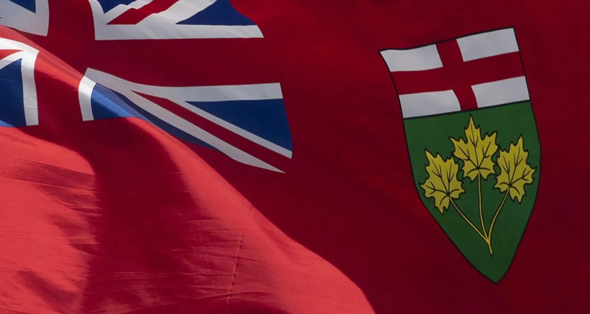 Ontario's provincial flag flies in Ottawa, June 30, 2020. (The Canadian Press/Adrian Wyld)
