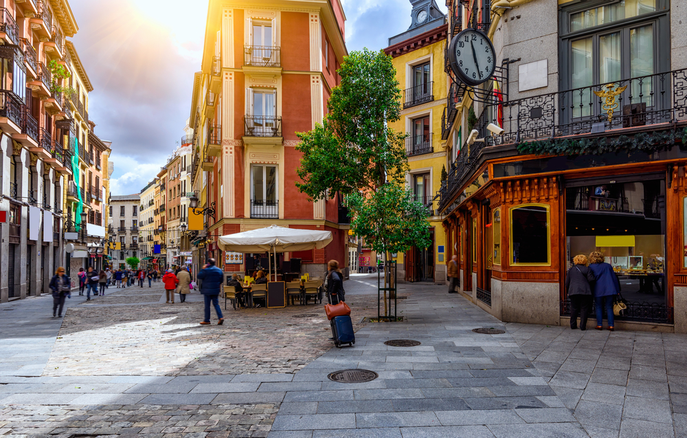 Old Cozy Street In Madrid Spain Architecture And Landmark Of