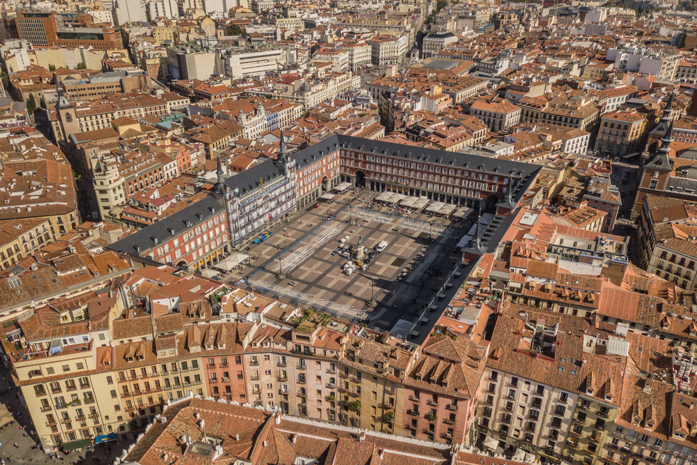 Aerial View Of Plaza Mayor In Madrid