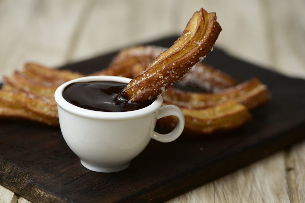 Churros Con Chocolate A Typical Spanish Sweet Snack On A