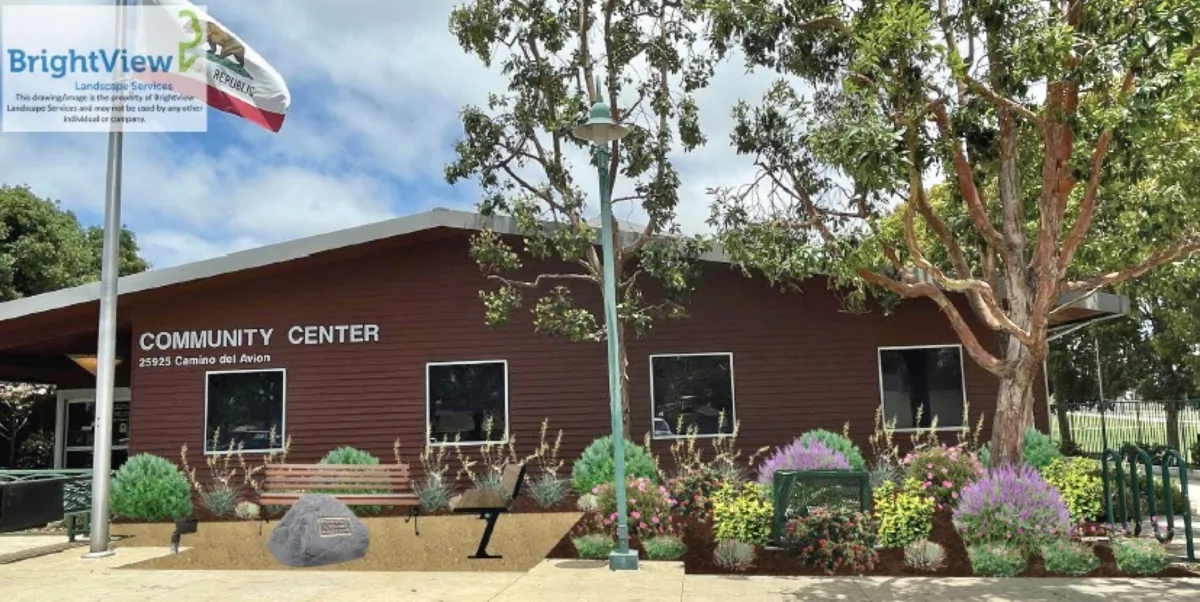 Rendering of Deputy Brian Haney's Memorial Flagpole dedication project at the San Juan Capistrano Community Center. (Courtesy of Brightview Landscape Services)