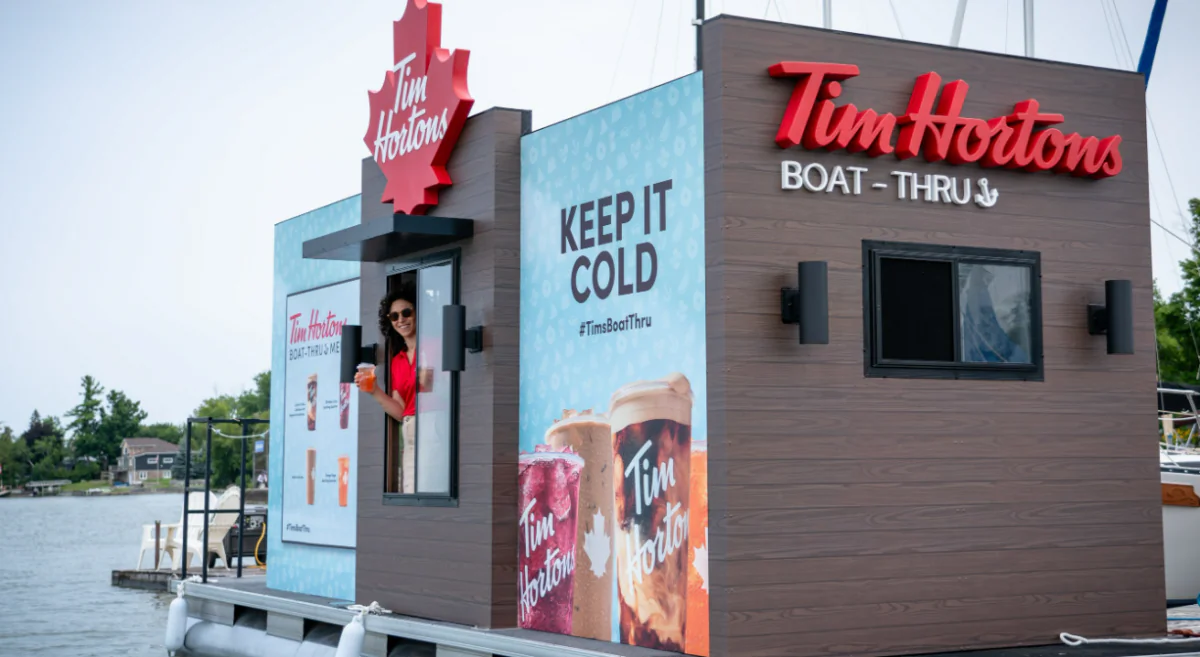 Tim Hortons is offering a boat-thru option at Lake Scugog for two days. (CNW Group/Tim Hortons)