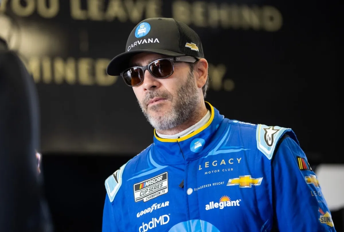 NASCAR Cup Series driver Jimmie Johnson during practice for the Daytona 500 at Daytona International Speedway in Daytona Beach, Fla., on Feb 18, 2023. (Mark J. Rebilas/USA TODAY Sports via Field Level Media)