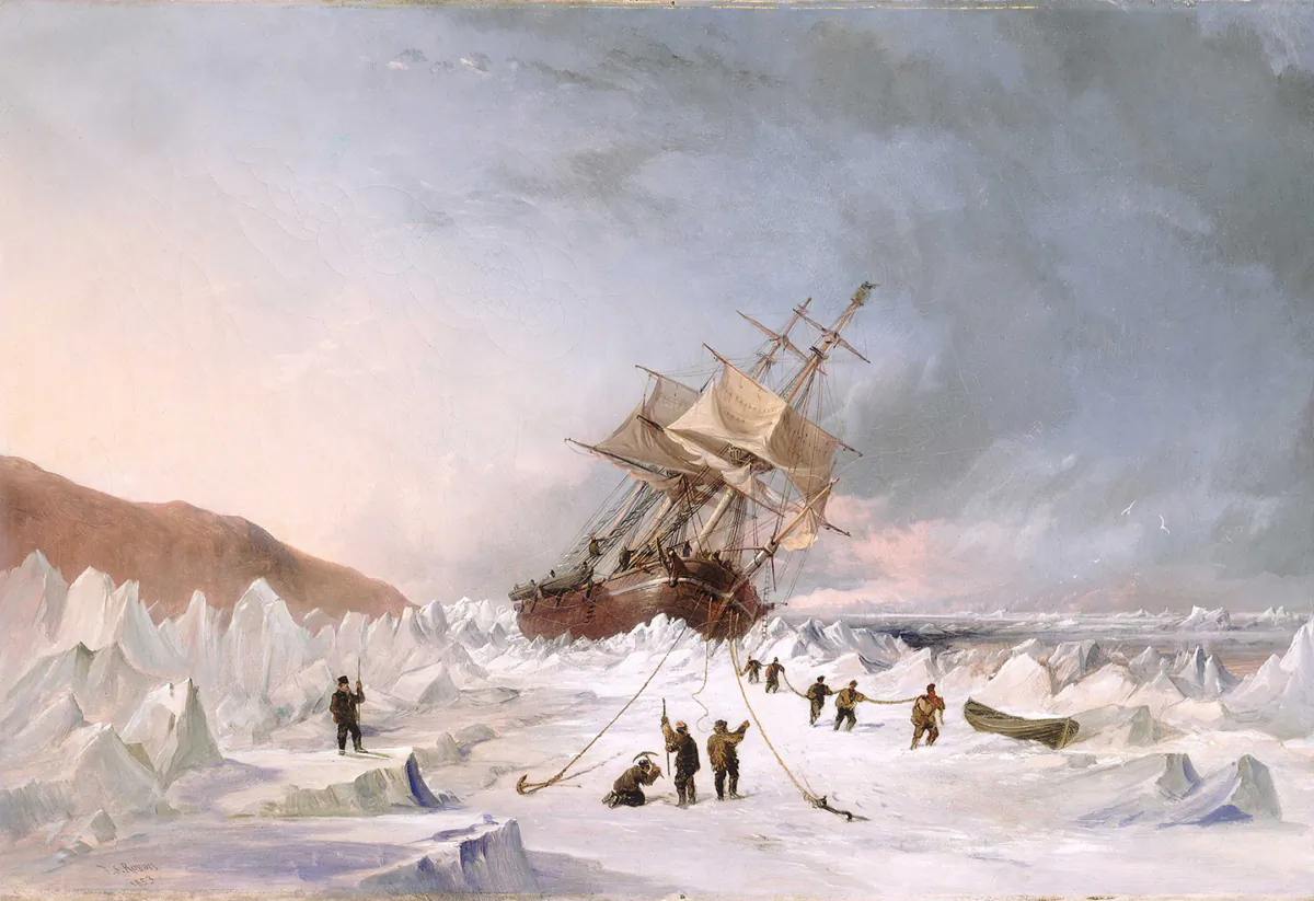"HMS Assistance in the Ice," 1853, by Thomas Sewell Robins. Oil on canvas. Royal Museums Greenwich. (Public Domain)
