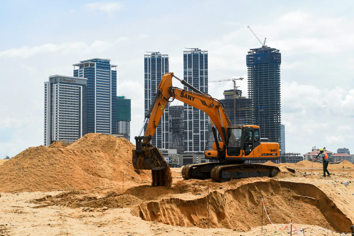 Workers at the construction site as part of a China-funded project for Port City in Colombo, Sri Lanka, on Nov. 8, 2019. (Ishara S. Kodikara/AFP via Getty Images)