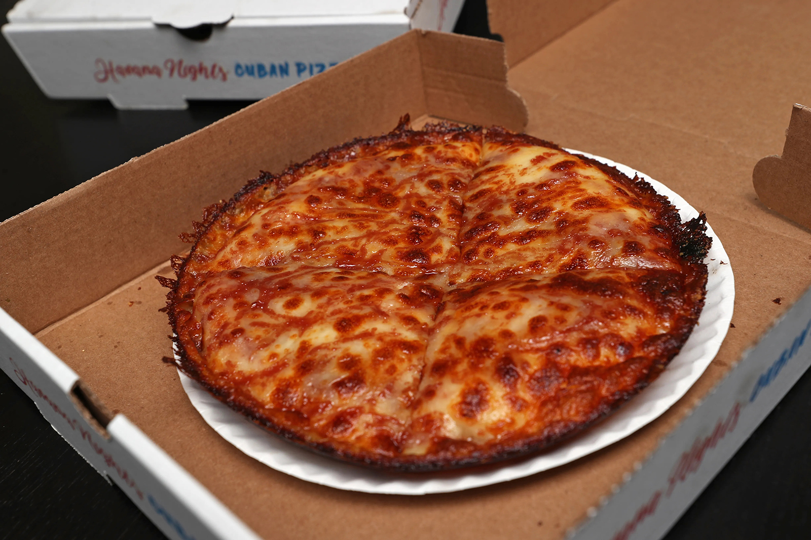 The guava pizza is served at Havana Nights Cuban Pizza in Palm Springs.