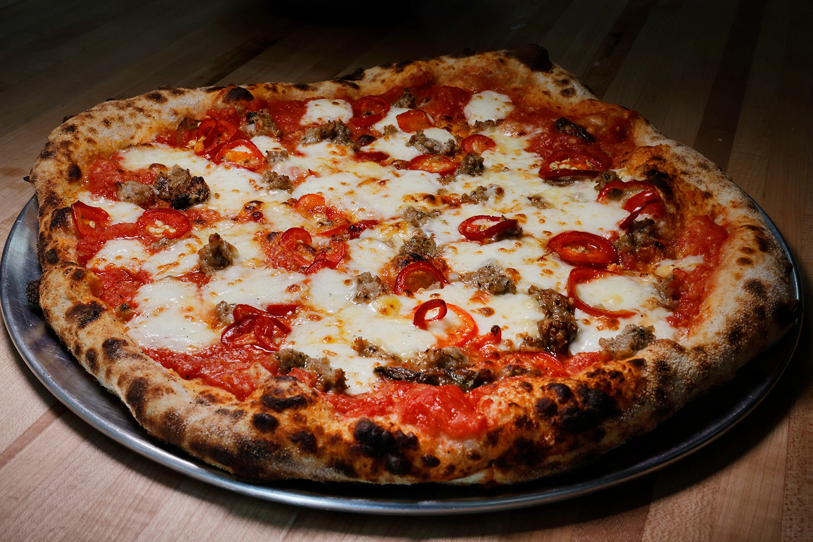 The Sausage + Peppers pizza at Pizzaioli in West Palm Beach.