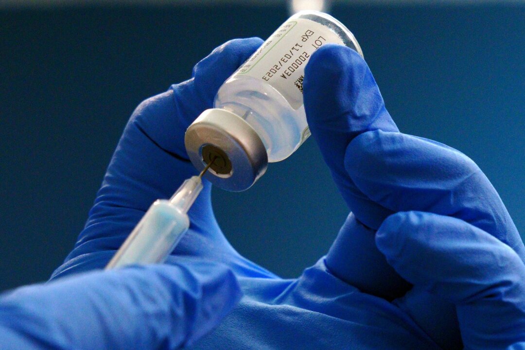 A dose of the Moderna spikevax autumn COVID-19 booster vaccination at a laboratory somewhere in England on Sept. 8, 2022. (PA)