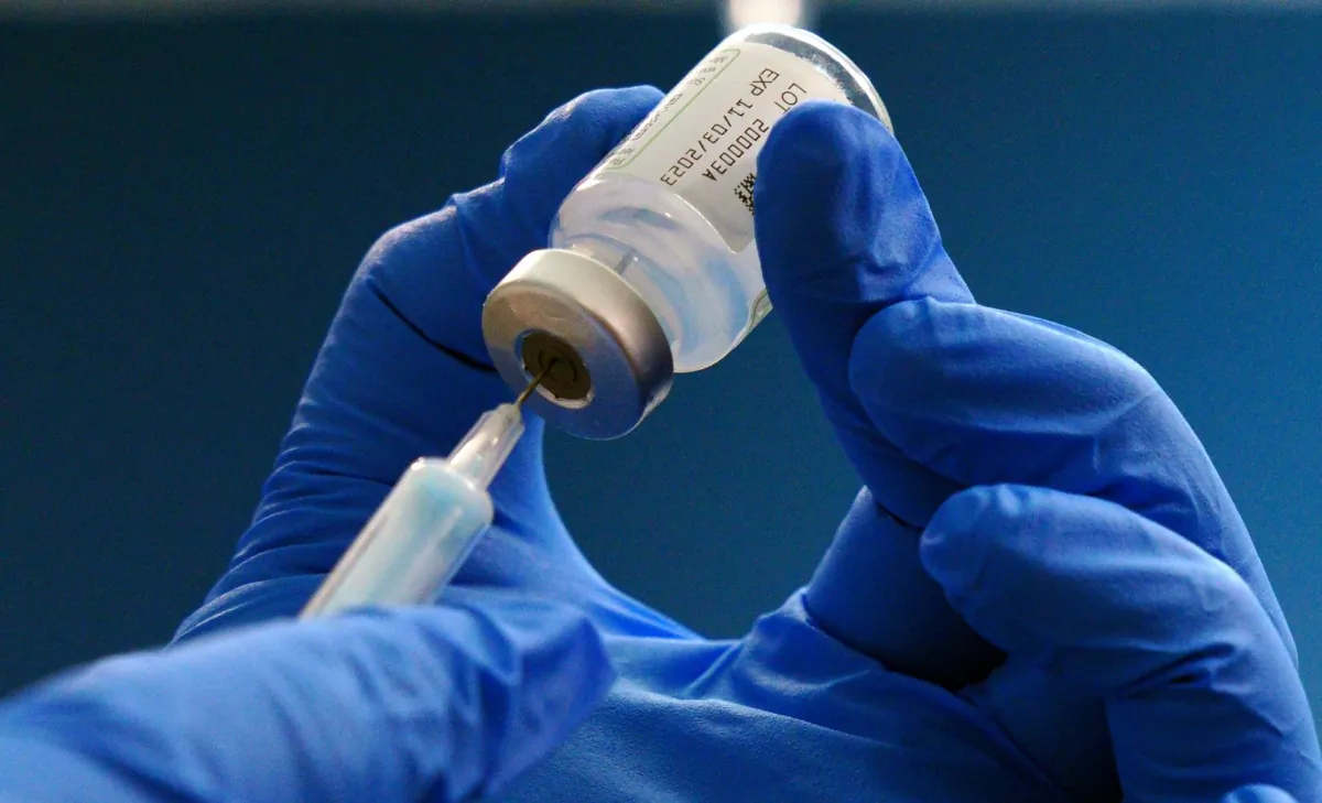 A dose of the Moderna spikevax autumn COVID-19 booster vaccination at a laboratory somewhere in England on Sept. 8, 2022. (PA)