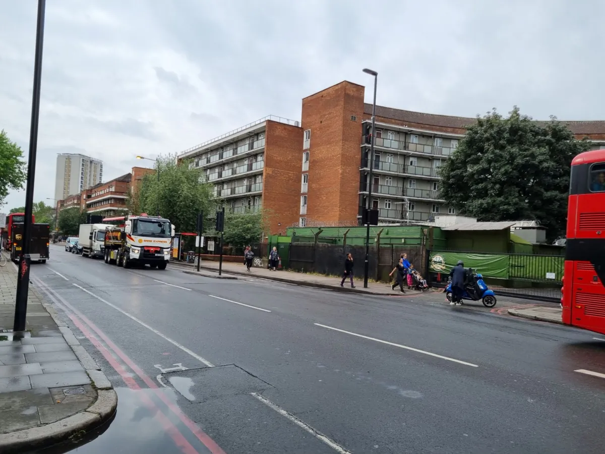 Stockwell Road in Brixton, south London, on June 20, 2023. (Chris Summers/The Epoch Times)