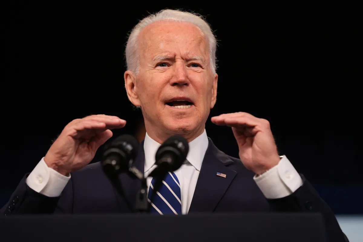 President Joe Biden delivers remarks about the June jobs report in the South Court Auditorium in the Eisenhower Executive Office Building in Washington, D.C., on July 2, 2021. (Chip Somodevilla/Getty Images)