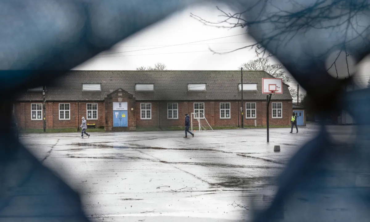 Napier Barracks, a former military barracks that is being used to house illegal immigrants in Folkestone, England, on March 10, 2023. (Dan Kitwood/Getty Images)