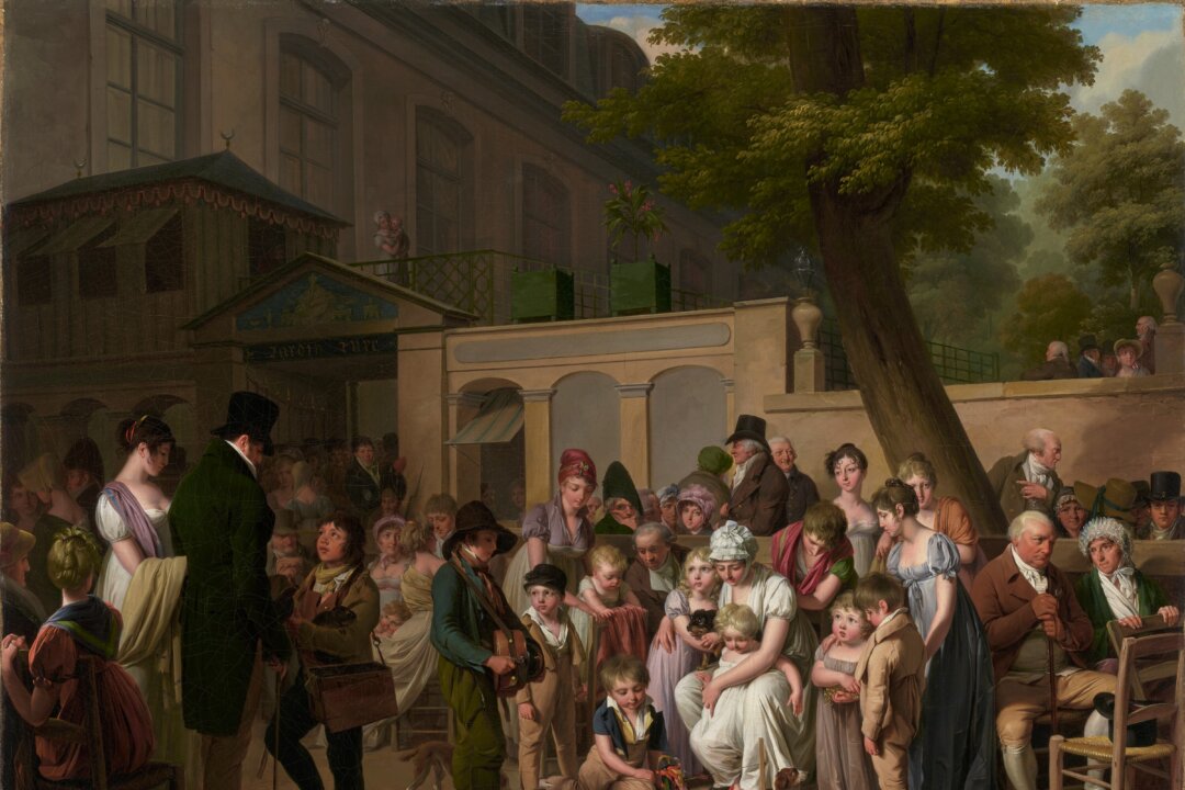 "Entrance to the Jardin Turc," 1812, by Louis-Léopold Boilly. Oil on canvas; 28 7/8 inches by 36 inches. The J. Paul Getty Museum, Los Angeles. (Public Domain)