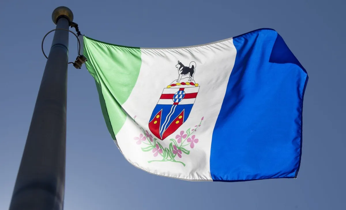 The Yukon territorial flag flies in Ottawa on July 6, 2020. (The Canadian Press/Adrian Wyld)