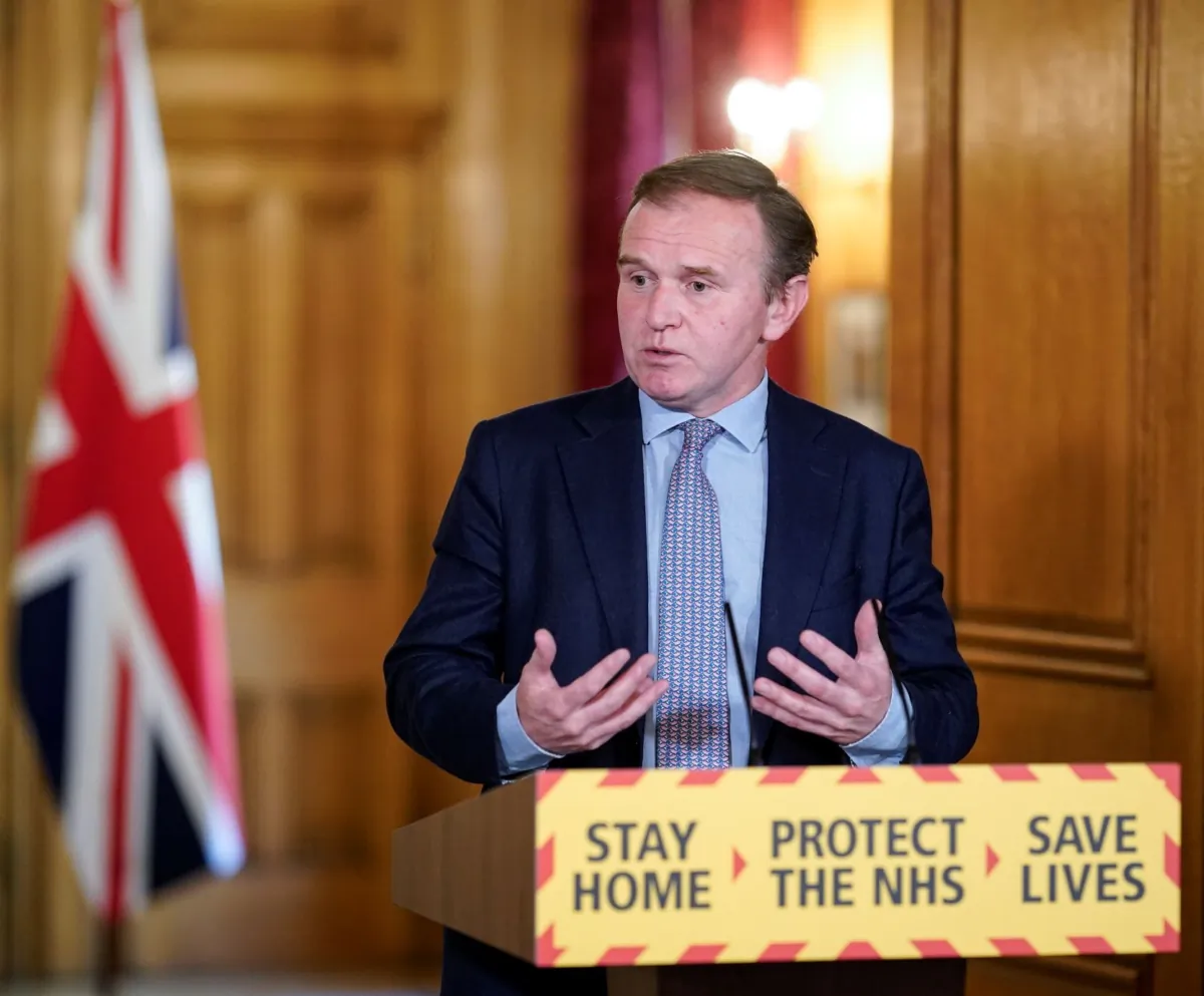 Environment Secretary George Eustice speaking at a COVID-19 briefing in Downing Street, London on Apr. 26, 2020. (Downing Street/PA)