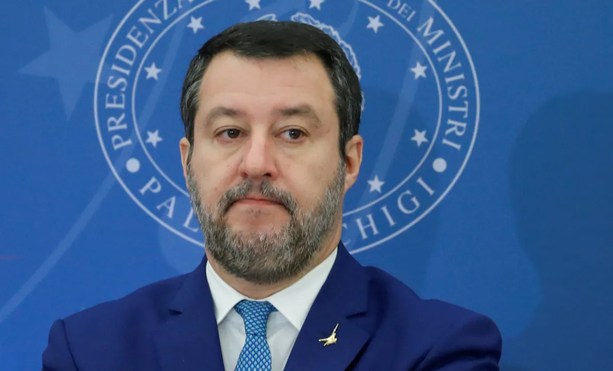 Matteo Salvini, Italian infrastructure minister and deputy PM, attends a news conference for the government's first budget in Rome on Nov. 22, 2022. (Remo Casilli/Reuters)
