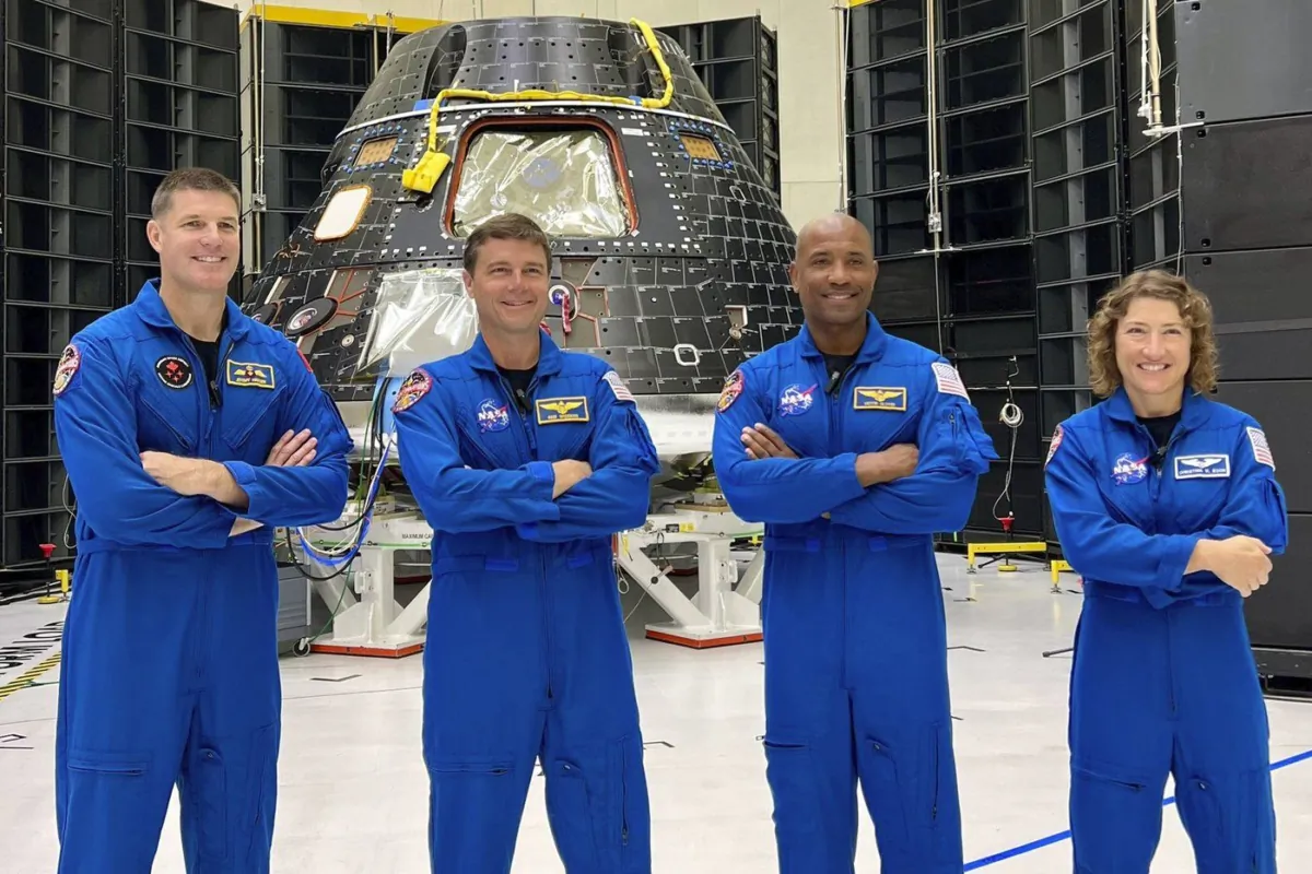 This photo posted on X, formerly known as Twitter, on Aug. 8, 2023, shows astronauts, from left, Jeremy Hansen, Reid Wiseman, Victor Glover and Christina Koch. (The Canadian Press/AP-NASA via AP)