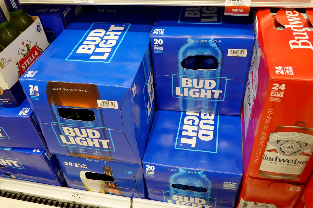 Bud Light, made by Anheuser-Busch, sits on a store shelf in Miami, Fla., on July 27, 2023. (Joe Raedle/Getty Images)