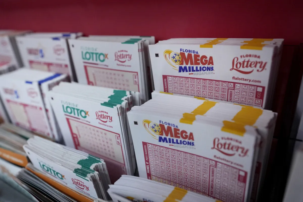 Lottery forms at the Presidente Supermarket in the Little Havana neighborhood of Miami on Aug. 7, 2023. (Wilfredo Lee/AP Photo)