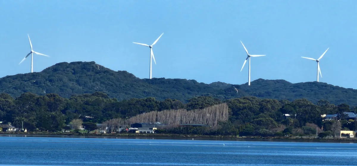 Wind turbines can be seen in Albany, Western Australia, on Aug 6, 2023. (Susan Mortimer/The Epoch Times)