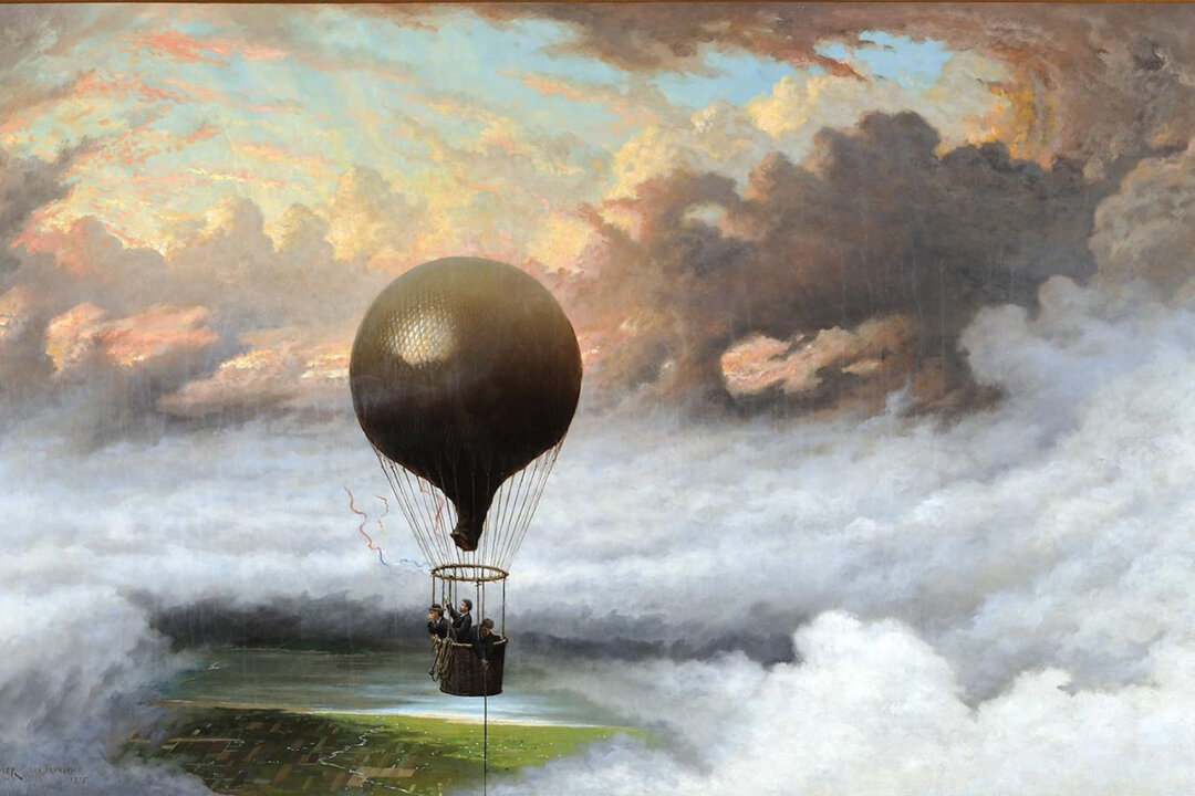 "A Balloon in Mid-Air," 1875, by Jules Tavernier. Oil on canvas. Private collection. (Public Domain)