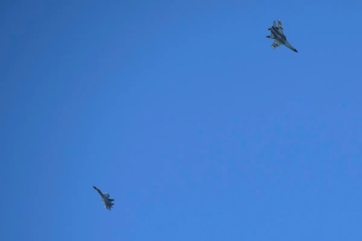 Chinese military's aircraft fly over the 68-nautical-mile scenic spot, one of mainland China's closest points to the island of Taiwan, in Pingtan island, Fujian province, China, on Aug. 5, 2022. (Aly Song/Reuters)