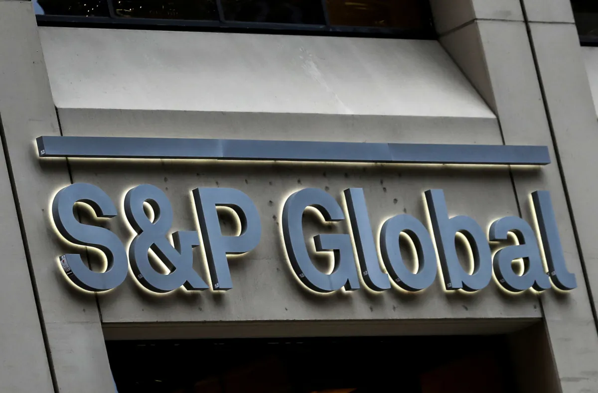 The S&P Global logo is displayed on its offices in New York City, on Dec. 13, 2018/File Photo