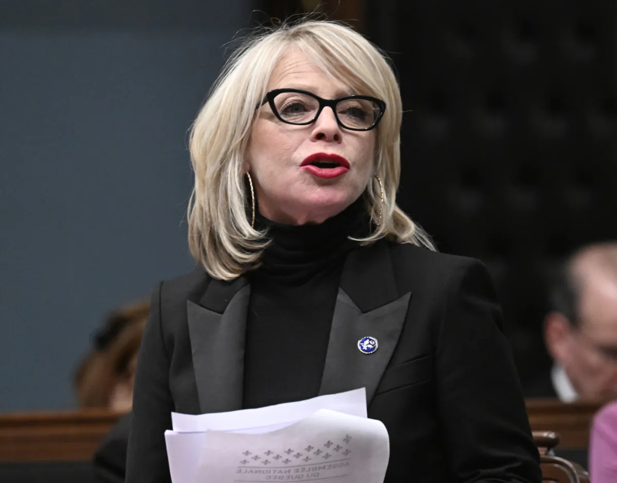 Quebec Tourism Minister Caroline Proulx at the legislature in Quebec City on May 9, 2023. (Jacques Boissinot/The Canadian Press)