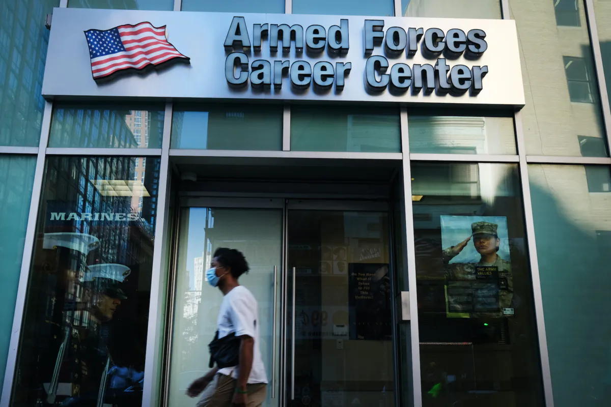 A military recruitment center stands in Brooklyn New York City on Sept. 4, 2020. (Spencer Platt/Getty Images)